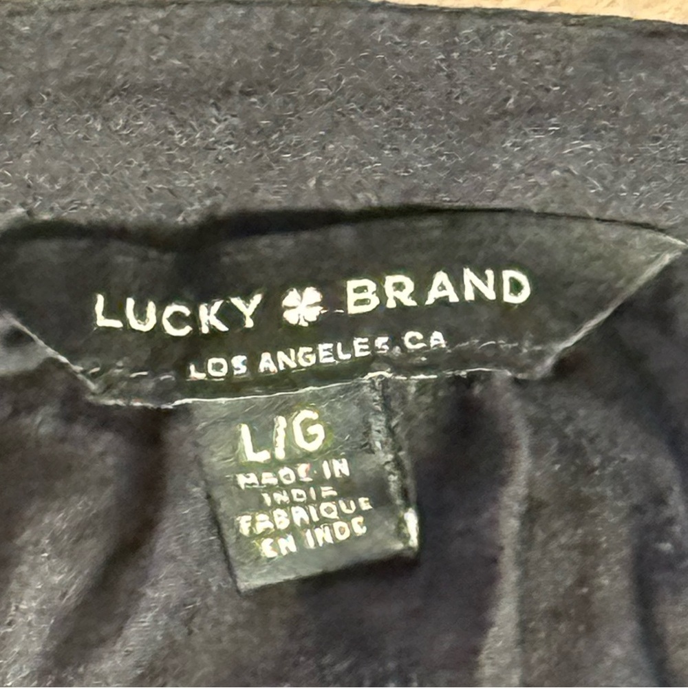 Lucky Brand Boho Embroidered Bell Sleeve Tunic Top Black Gray Large - Picture 4 of 11